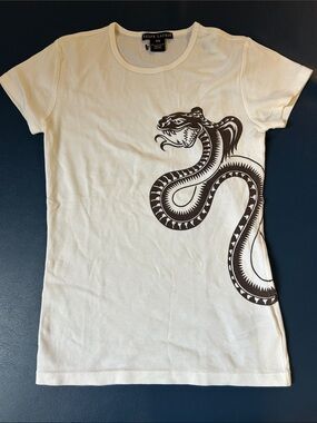 Ralph Lauren Black Label sz S White Sleeveless Tank Top - Crew Neck snake motif